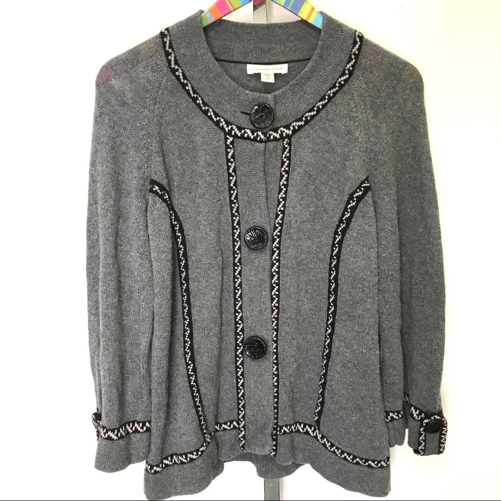 Coldwater Creek Gray and Black Relaxed Fit Cardigan Sweater Size M